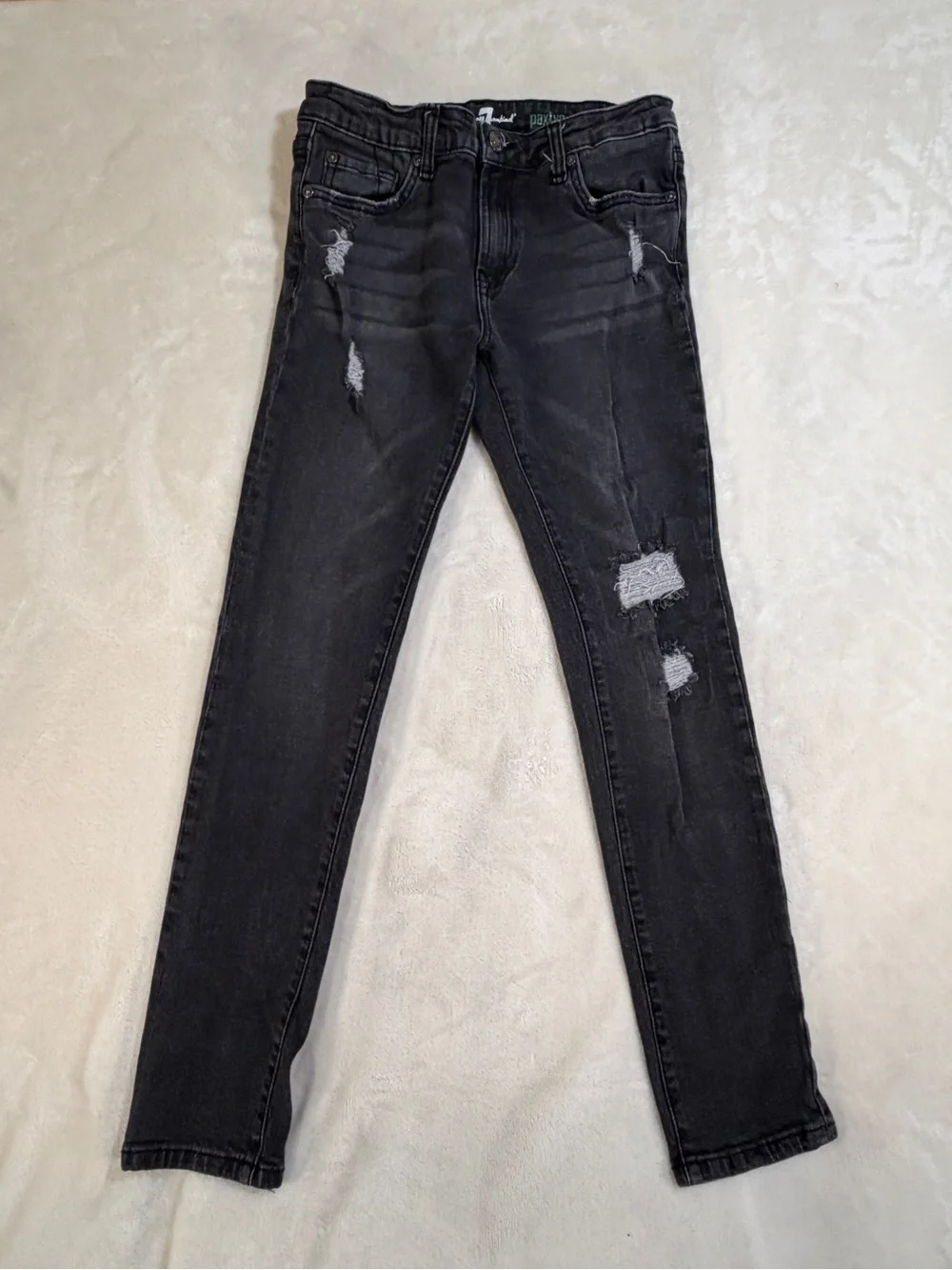 7 For All Mankind‎ Paxtyn Black Distressed Girls Skinny Jeans